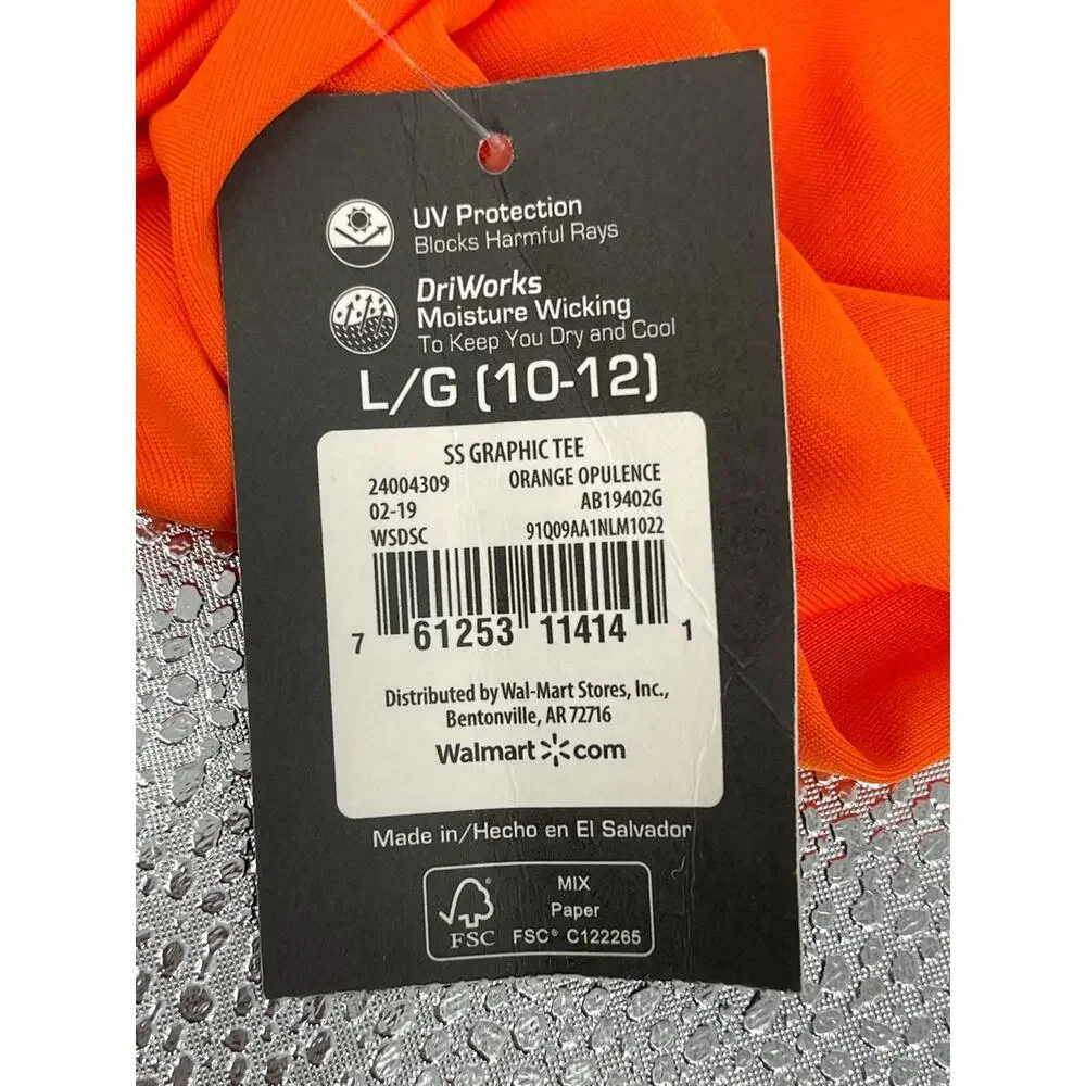 NWT Athletic Works Orange Short Sleeve Graphic T-Shirt Youth Size Large 10-12
